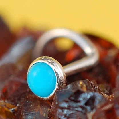 nickel-free sterling silver nose stud with turquoise gemstone