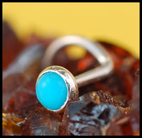 nickel-free sterling silver nose stud with turquoise gemstone