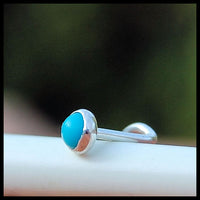 turquoise gemstone nose stud in sterling silver