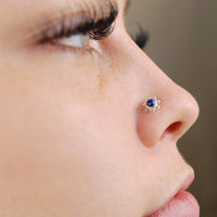 nickel-free sterling silver nose jewelry with sapphire gemstone