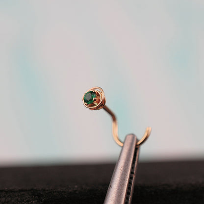 emerald in gold nose stud