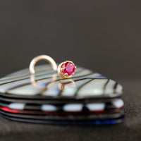 14 karat yellow gold nose jewelry with ruby gemstone