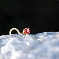 ruby and yellow gold nose stud