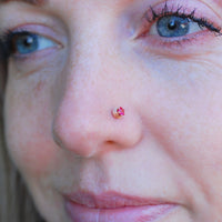 14 karat gold nose stud with ruby