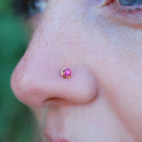 dainty ruby nose jewelry in yellow gold