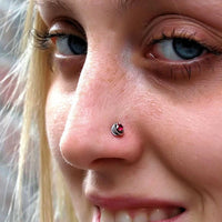 nickel-free sterling silver nose stud with ruby gemstone