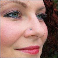 sterling silver nose stud with opal gemstone
