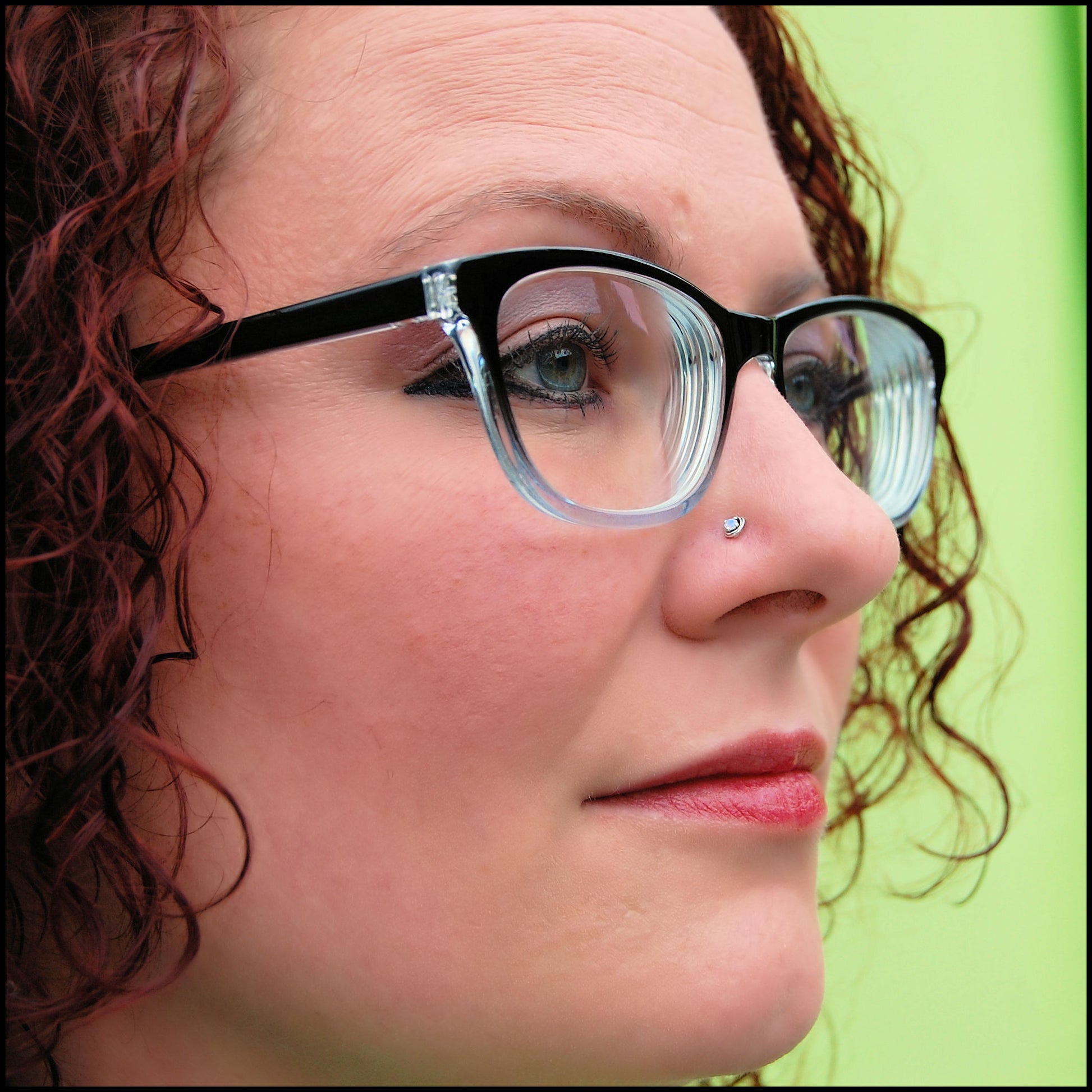 opal and sterling silver nose stud