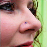 Amethyst and sterling silver nose jewelry
