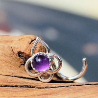 sterling silver and amethyst lotus nose stud