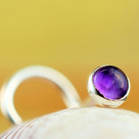amethyst and sterling silver nose stud