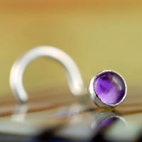 sterling silver nose jewelry with amethyst