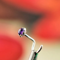Amethyst and sterling silver nose stud