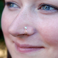 14k yellow gold nose stud enhancer ring