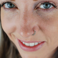 Beaded Silver Nose Ring Wrapped with Sterling Beads