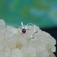 heart nose stud with gemstone