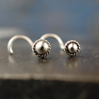dainty nose studs in sterling silver