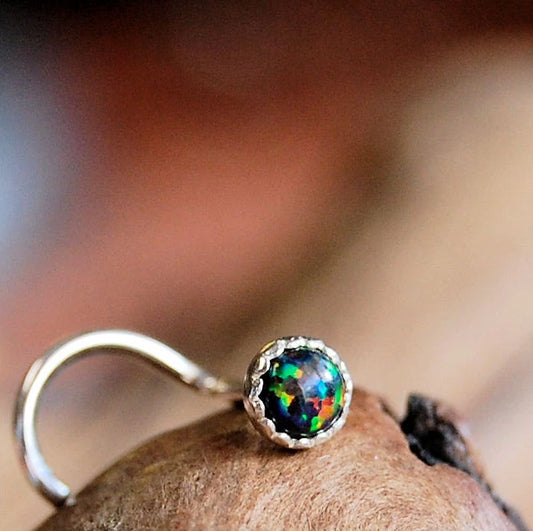 black opal nose stud