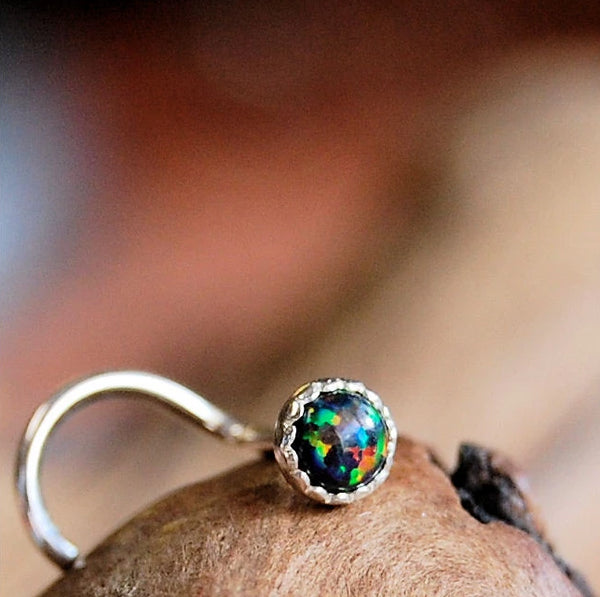 black opal nose stud