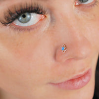 sterling silver lotus nose stud with blue opal