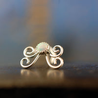 butterfly nose stud sterling silver opal