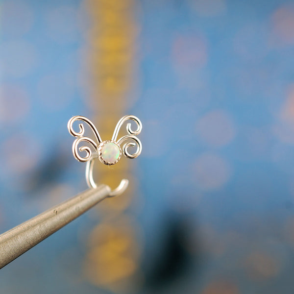 sterling silver butterfly nose stud nickel-free