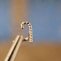 candy cane nose stud 14 karat gold