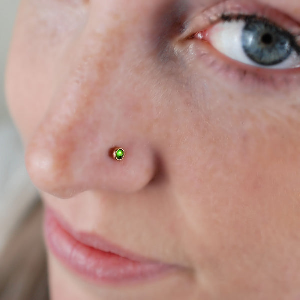 Chrome Diopside Rose Gold Nose Stud
