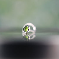 Chrome Diopside Silver Nose Stud /Straight Bezel