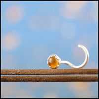 citrine gemstone nose stud in nickel-free sterling silver