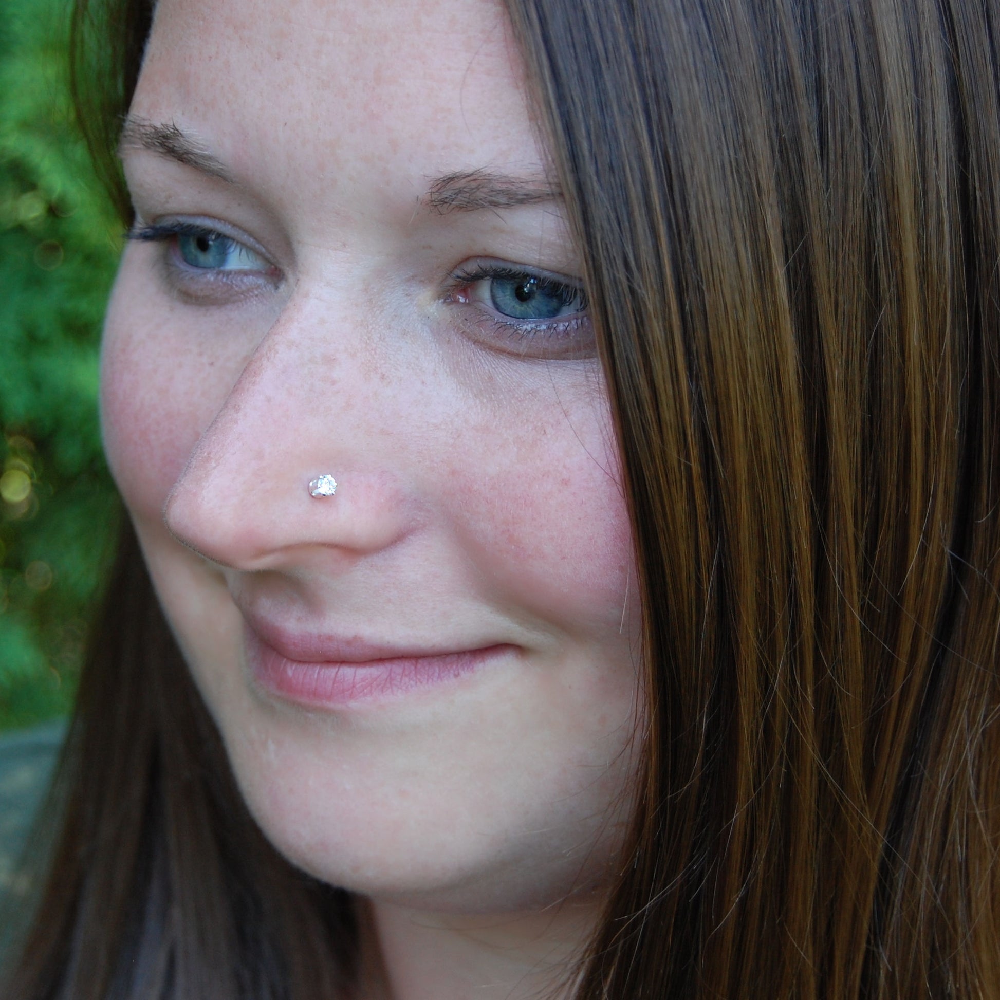zirconia and sterling silver nose stud