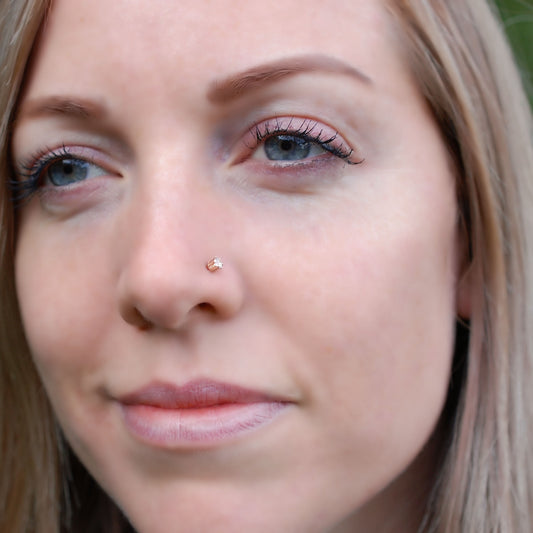 zirconia and 14 karat gold nose stud