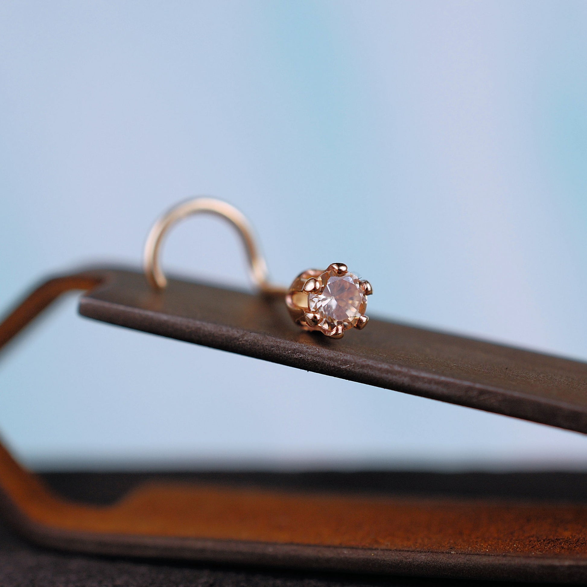 dainty nose stud in yellow gold