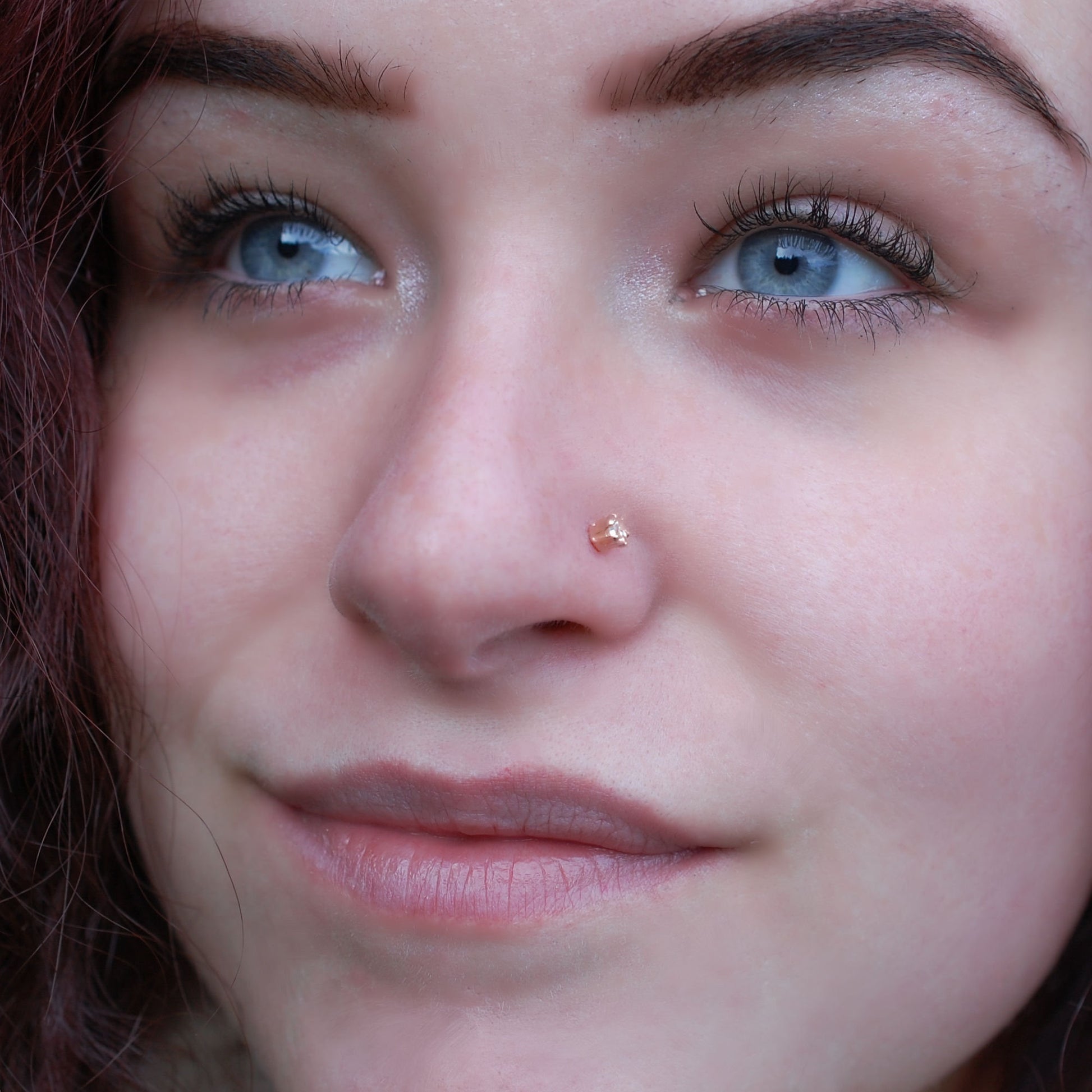 14k yellow gold nose stud with cubic zirconia