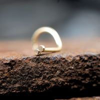 Double Spot Flat Gold Nose Stud - Solid 14 Karat Yellow Gold