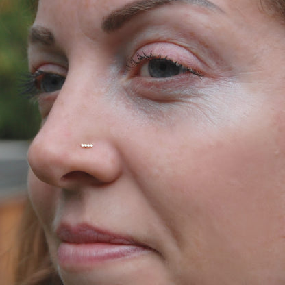 straight bar minimal gold nose stud