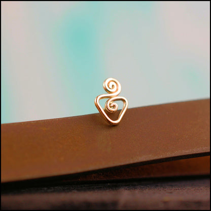 14k yellow gold nose stud tribal triangle