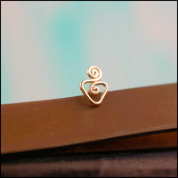 14k yellow gold nose stud tribal triangle