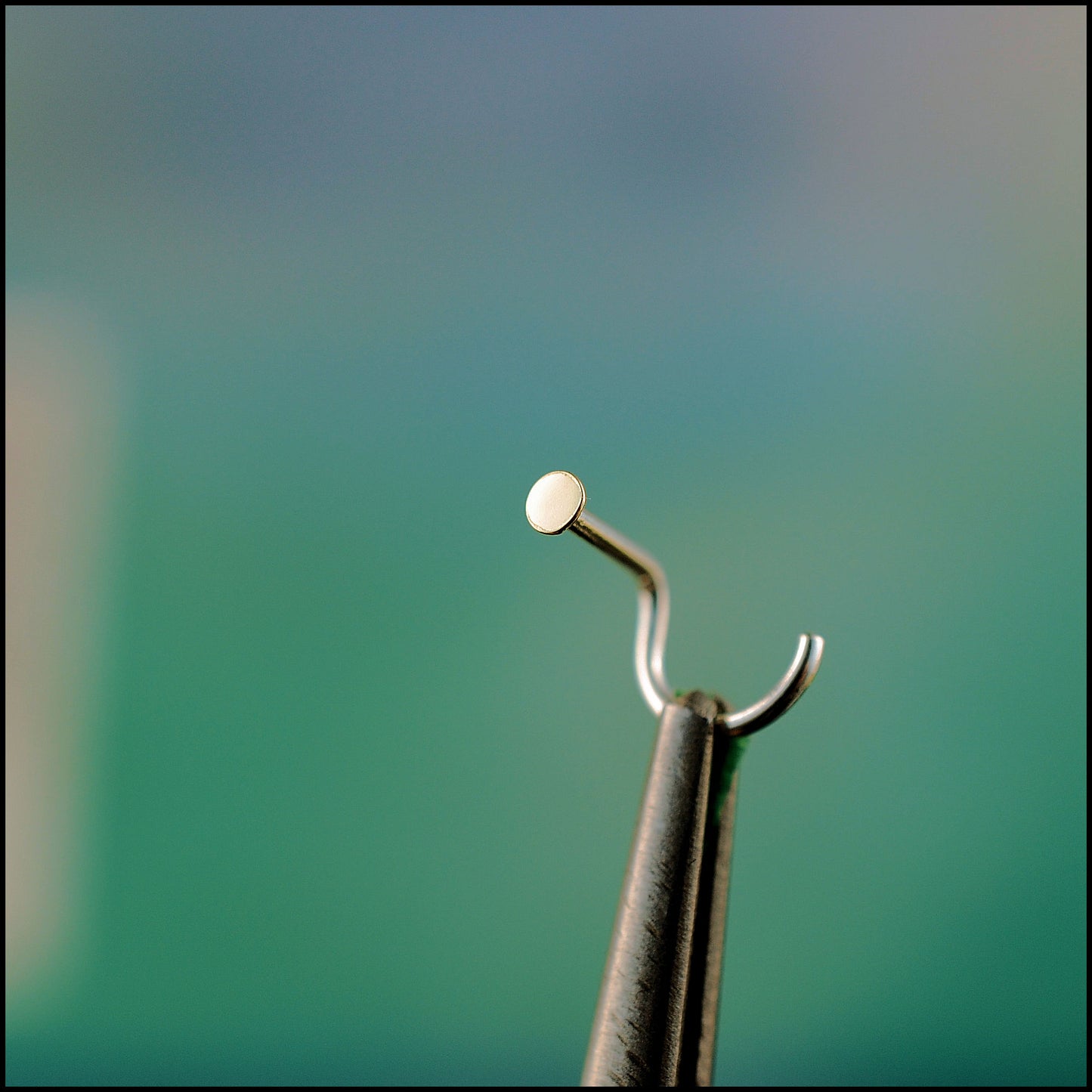 flat gold dot nose stud 14 karat