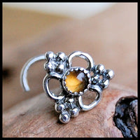 unique sterling silver nose jewelry with citrine gemstone