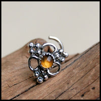 unique sterling silver nose stud with citrine gemstone