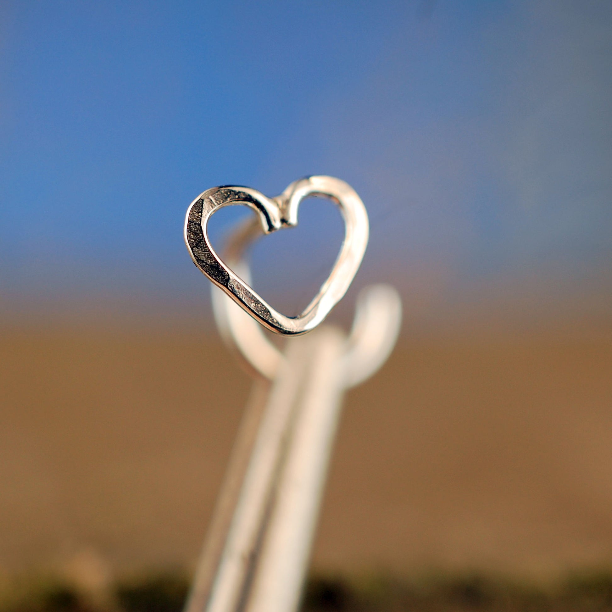 hammered heart nose jewelry in sterling silver