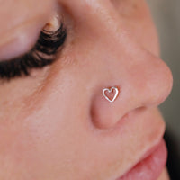 valentine heart nose jewelry in nickel-free sterling silver