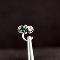 emerald and sterling silver nose stud