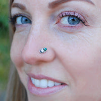 emerald and sterling silver nose jewelry
