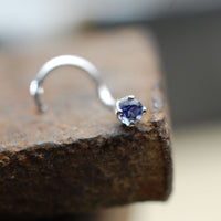 purple and silver nose ring