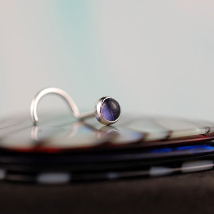dainty iolite nose stud in sterling silver
