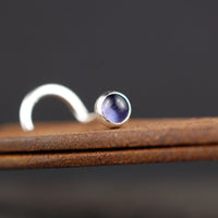 iolite and sterling silver nose stud