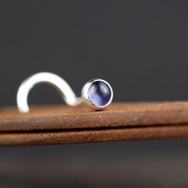 iolite and sterling silver nose stud
