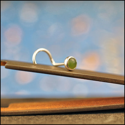 nickel-free silver nose jewelry with jade gemstone